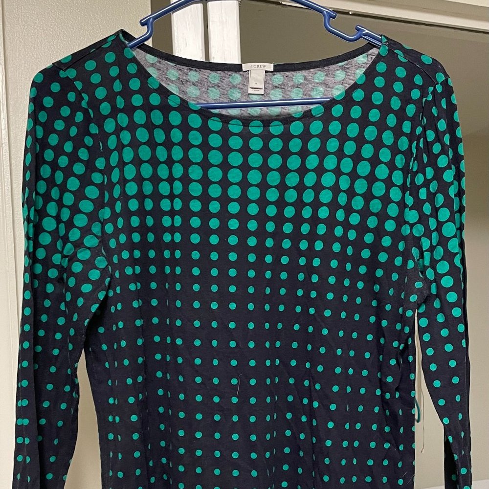 J.Crew 3/4 sleeve polka dot tee size M